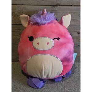 Squishmallows Lola Unicorn 10" Plush Backpack Zipper Pocket